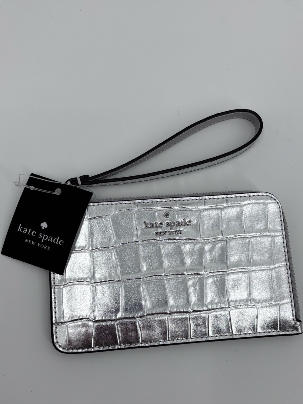 kate spade Silver Metallic Zip Pouch